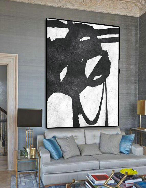 Extra Large Abstract Painting On Canvas,Black And White Minimal Painting On Canvas - Pop Art Canvas